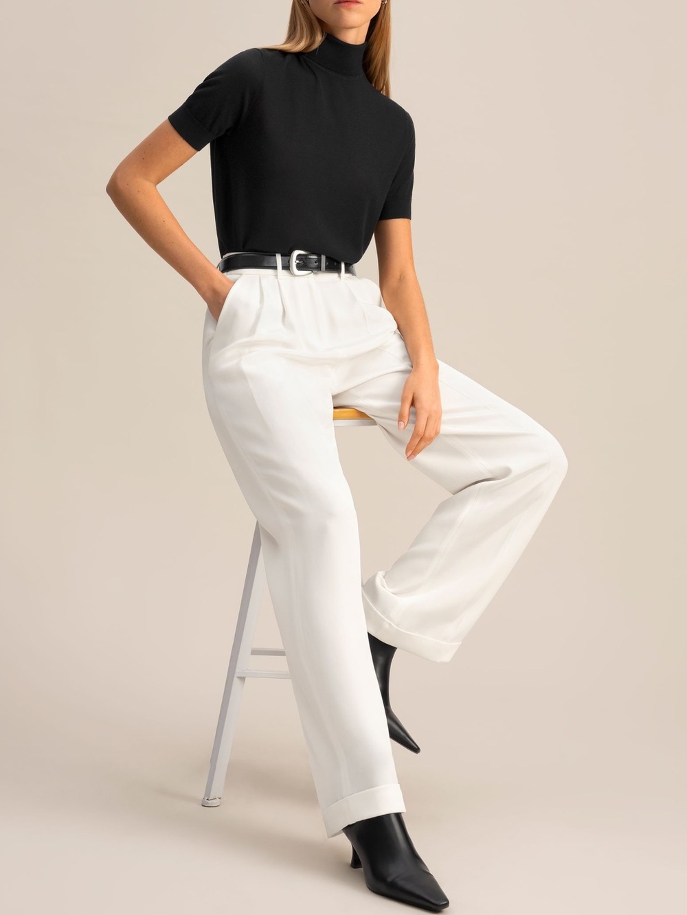 LILYSILK Timeless Pleated Wide-Leg Dense Silk Trousers